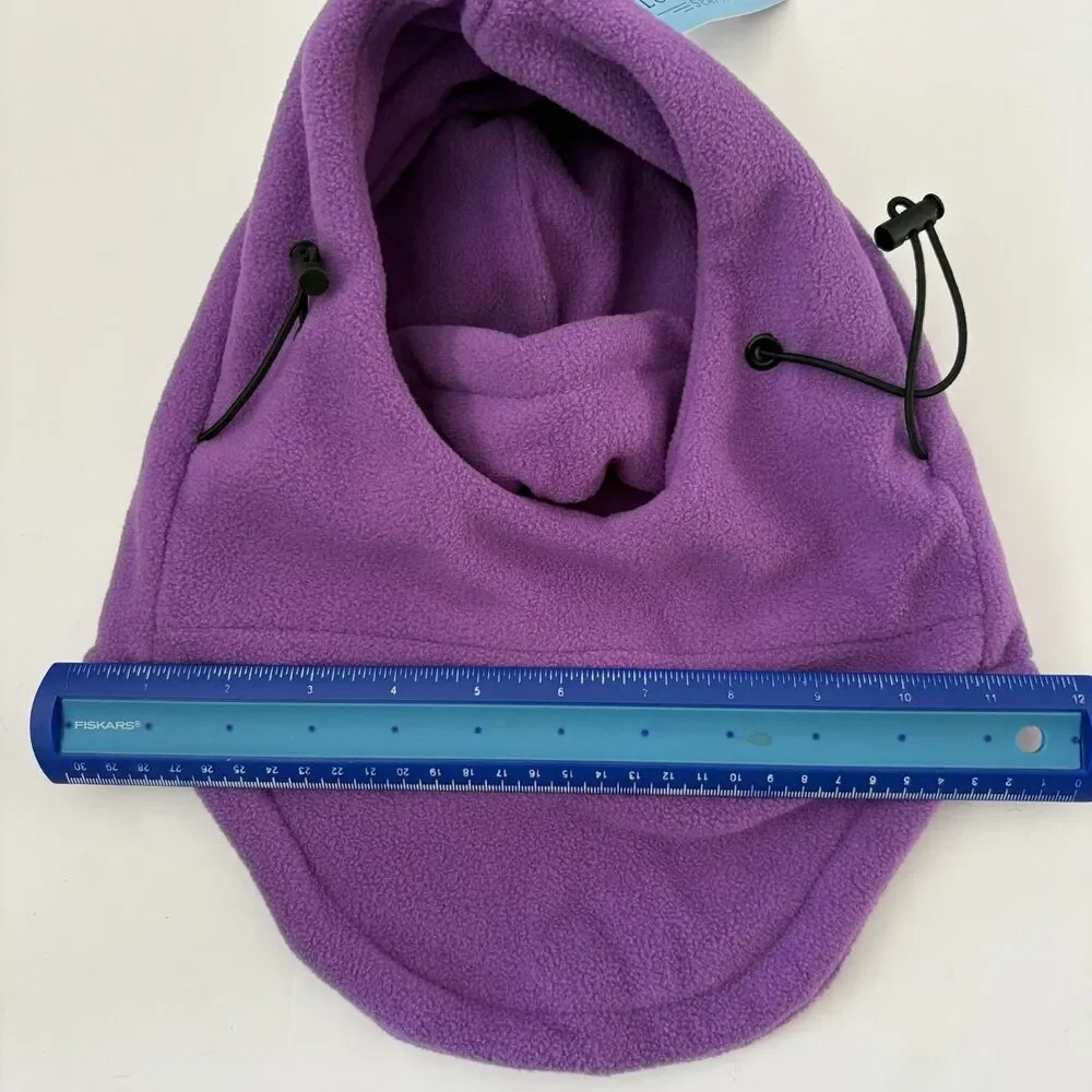 Girls Ski Mask Purple Ages 4-12 Winter Fleece Hat Neck Warmer Full Face NEW